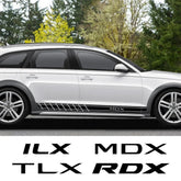 Long Door Side Skirt Stripe Decal for Acura RDX / MDX / TLX / ILX | Sport Vinyl 2-Piece Kit