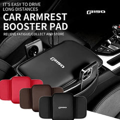 Leather Center Console Armrest Pad & Storage Pocket for Ford F-150 | Brown / Black / Red