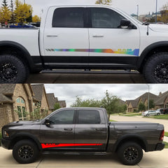 Dodge RAM Door Side Skirt Graphic Decal Kit (2 Pcs) – Custom Vinyl Sticker | 1500, 2500, Rebel, RTX | 12 Finishes