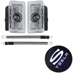 2pcs Car Door LED HD Projector puddle lights Welcome Lights For Tesla Model S 2015-2016 Model X 2016 Auto Valve Core Accessories