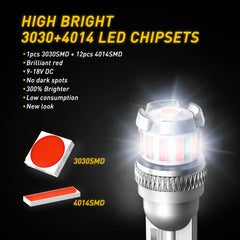 AUXITO T10 W5W Red Canbus LED | 194 168 12V No Error Interior Bulb