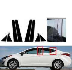 For Hyundai i35 Elantra Avante 2011-2016 6Pcs High Gloss Black Silver Carbon B & C Pillar Cover Protective Trim OE Style Set