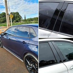 8Pcs Black Car Door Window Column BC Pillar Post Cover Trim PC Material Sticker For Volkswagen VW Polo MK6 2019-2024 Accessories