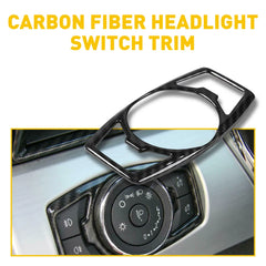 Carbon Fiber Headlight Switch Trim Cover for Ford Mustang (2015+) | 1pc