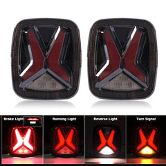 Rear LED Tail Lights for Jeep Wrangler CJ/TJ/YJ (1998–2006) | Universal X-Shape CE/DOT/EMARK