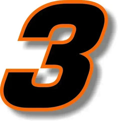 Custom Race Number Vinyl Sticker – Square Font, Black & Orange Border | 5 Sizes, Digits 0–9
