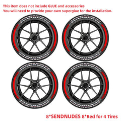SENDNUDES 3D Tire Letter Stickers for 4 Tires | 8pc Waterproof PVC