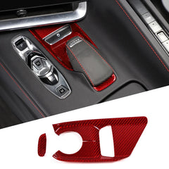 Real Carbon Fiber Cover For Chevrolet Corvette C8 2020 2021 2022 2023 Car Console Gear Shift Button Sticker Accessories