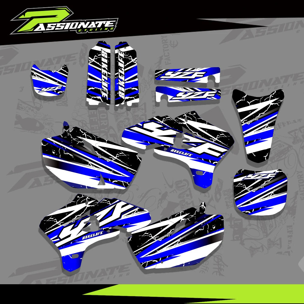 Full Fairing Graphics Kit – Custom Background Decals for Yamaha YZ250F / YZ450F (2003–2005)