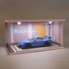 1:18 Car Models Parking lot Solid Parking Garage Model With lights And Acrylic Dust Cover