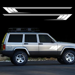 Jeep Cherokee XJ Retro Hockey Stick Racing Side Stripe Decal – Body Door & Side Skirt Vinyl (2 Pcs) | 8 Finishes