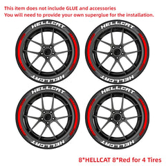 HELLCAT 3D Tire Letter Stickers for 4 Tires | 8pc Waterproof PVC