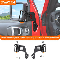 SHINEKA Iron Car Front Door Side Water Cup Bracket Drinks Holders For Jeep Wrangler JL Gladiator JT 2018 Up Interior Accessories