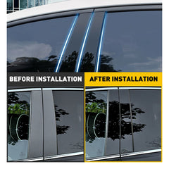 8Pcs Black Car Door Window Column BC Pillar Post Cover Trim PC Material Sticker For Volkswagen VW Polo MK6 2019-2024 Accessories