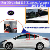 High Gloss Black / Silver Carbon Pillar Post for Hyundai i35 / Elantra (2011–2016) | 6-Piece