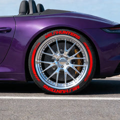MILFHUNTERS Red Tire Letter Stickers | Universal Rubber Wheel Sidewall