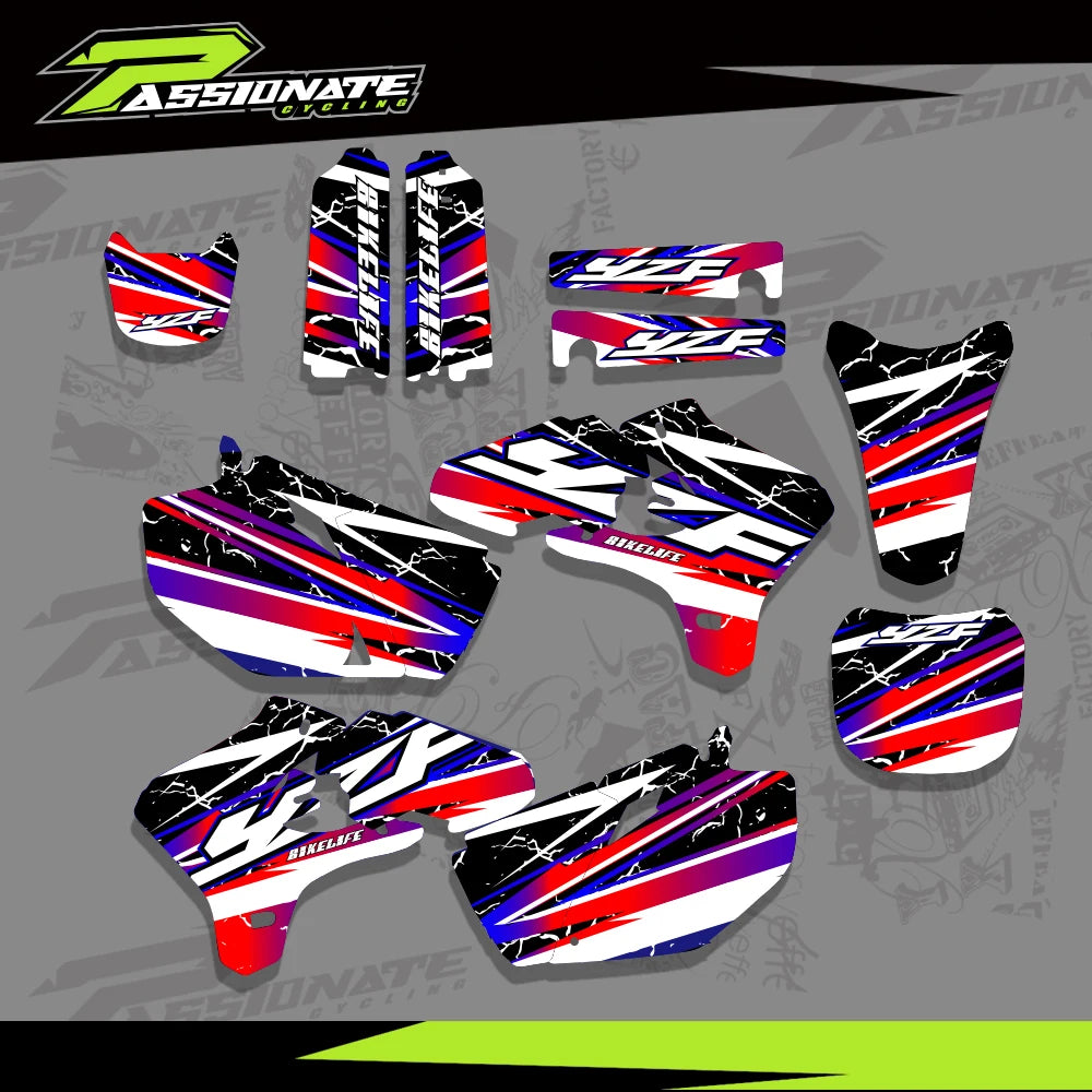 Full Fairing Graphics Kit – Custom Background Decals for Yamaha YZ250F / YZ450F (2003–2005)