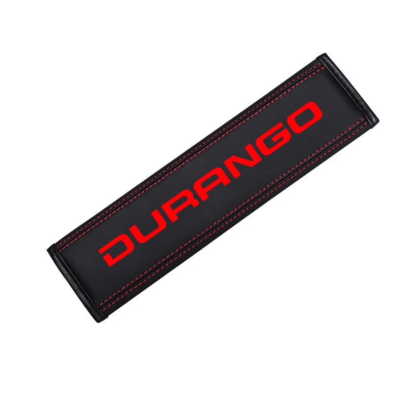 Premium Leather Seat Belt Cover – Shoulder Protector with Dodge Durango Logo