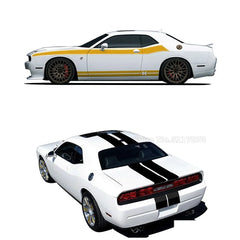 Full-Coverage Racing Stripe Kit | Door Side, Hood, Rear, Waistline & Skirt Vinyl Decal