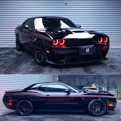 Dodge Challenger SRT Custom Body & Hood Sport Decal Film Kit – Full Coverage Door, Waist Line & Hood Graphic
