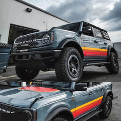 Retro Sunset Hood & Waistline Stripe Decal for Ford Bronco (2021–2023) | Custom Vinyl Wrap Graphics