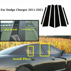 Gloss Black Pillar Posts Window Door Trim for Dodge Charger (2011–2023) | 6-Piece Column Cover