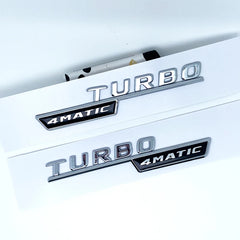 A35 Turbo 4MATIC Silver/Black Letters Emblem for Mercedes-Benz AMG | Fender / Trunk Badge