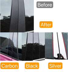 4PCS Glossy Black Pillar Post Silver Carbon Fit For Ford F-150 2015-2021 2020 2019 Door Moulding Sticker Cover Window Trim