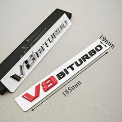 3D ABS Chrome V8 BITURBO Emblem Fender Side Badge for Mercedes-Benz AMG | Decal Sticker