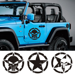 Army Star Vinyl Decal Sticker – Jeep Wrangler & All 4x4 Models | 3 Patterns, 4 Sizes, 4 Styles