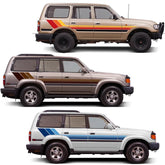 Tri-Color Waistline Stripe Decal for Toyota Land Cruiser 80 LC80 (1994–1997) | Blackout Vinyl Graphics