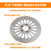 Polished Front 11.8 Disc Drilled Brake Rotor for Harley Dyna models Touring with 11.8" 300 mm M-RT-1100