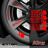 Sport Wheel Rim Decals | 20-Piece Waterproof Vinyl Sticker Set for Cars, Motorcycles & DIY