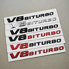 3D ABS Chrome V8 BITURBO Emblem Fender Side Badge for Mercedes-Benz AMG | Decal Sticker