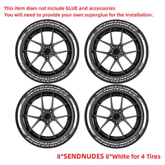 SENDNUDES 3D Tire Letter Stickers for 4 Tires | 8pc Waterproof PVC