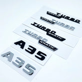 A35 Turbo 4MATIC Silver/Black Letters Emblem for Mercedes-Benz AMG | Fender / Trunk Badge