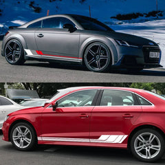 Tricolor Door Side Skirt Trim Decal for Audi TT (8N MK1, 8J MK2, 8S MK3) | 2-Piece Vinyl Coupe Graphic