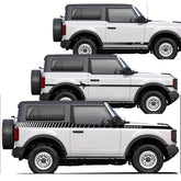 Matte Black Side Waistline Stripe Decal for Ford Bronco 2-Door (2021–2023) | Vinyl Body Line Overlay Pair