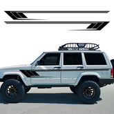 Jeep Cherokee XJ Retro Hockey Stick Racing Side Stripe Decal – Body Door & Side Skirt Vinyl (2 Pcs) | 8 Finishes