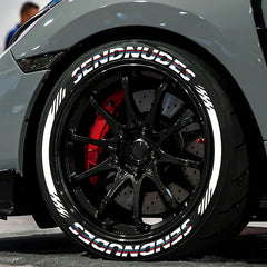 SENDNUDES 3D Tire Letter Stickers for 4 Tires | 8pc Waterproof PVC