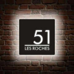 Custom LED House Number Sign Backlit Crystal Base Luminous Acrylic Logo Sign Home Entrance Door Plate for Villa Apartment Decor