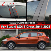 Black B & C Pillar Post Cover for Suzuki S-Cross SX4 (2014–2021) | 8-Piece Door Window Trim
