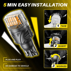 AUXITO T15 W16W Canbus LED | Yellow/White Backup Reverse Bulb 2-Pack