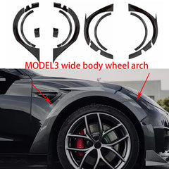 Wide Body Kit for Tesla Model 3 (2019+) | ABS Carbon Fiber Splash Guard, Mudguard & Fender Extensions