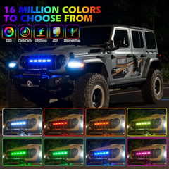 MAIKER RGB LED Front Grille Lights For 2024-2025 Jeep Wrangler JL JLU JT Original Factory Grille, 5PCS RGB Exterior Grill Lamp