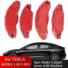 For Tesla Model 3 Brake Caliper Covers 2017 2018 2019 2020 2021 2022 2023 4pcs 18 19in wheel cover with Stickers(not fit 3 2024)