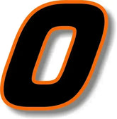Custom Race Number Vinyl Sticker – Square Font, Black & Orange Border | 5 Sizes, Digits 0–9