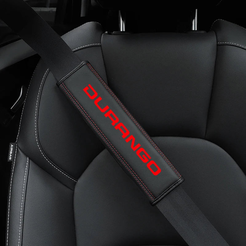 Premium Leather Seat Belt Cover – Shoulder Protector with Dodge Durango Logo