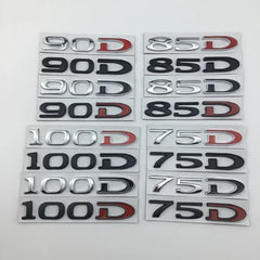 For Tesla MODEL 3 S X Y 75D 85D 90D 100D Rear Boot Trunk Tailgate Emblem Badge Sticker 3D Metal Car Styling Accessories