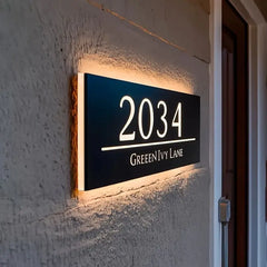 Custom LED House Number Sign Backlit Crystal Base Luminous Acrylic Logo Sign Home Entrance Door Plate for Villa Apartment Decor